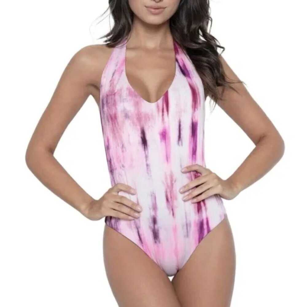 NWT Pilyq Avery Tie Dye Halter One Piece Swimsuit Sz. M
